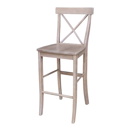 International Concepts X-Back Bar Height Stool, 30" Seat Height, Washed Gray Taupe S09-6133